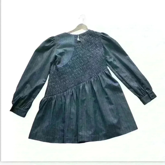 Jacquie the label Tiered Minidress size S charcoal gray with pinstripes. - Picture 2 of 8
